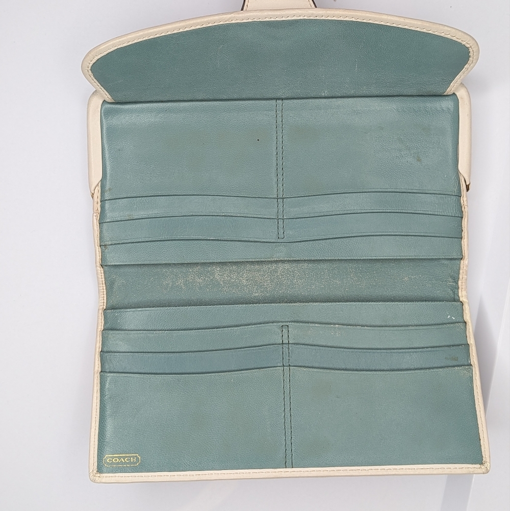 Coach Legacy Kisslock Wallet Khaki Signature Canvas Leather Turnlock Vintage Y2K - Picture 7 of 12